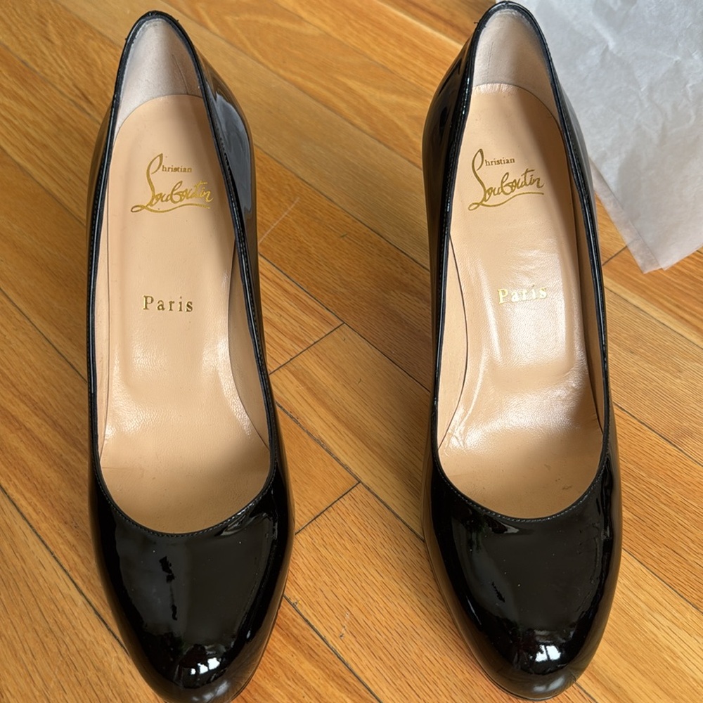 Christian Louboutin Simple Pump black 100mm heel Patent calf size 38 EUC - Picture 3 of 7